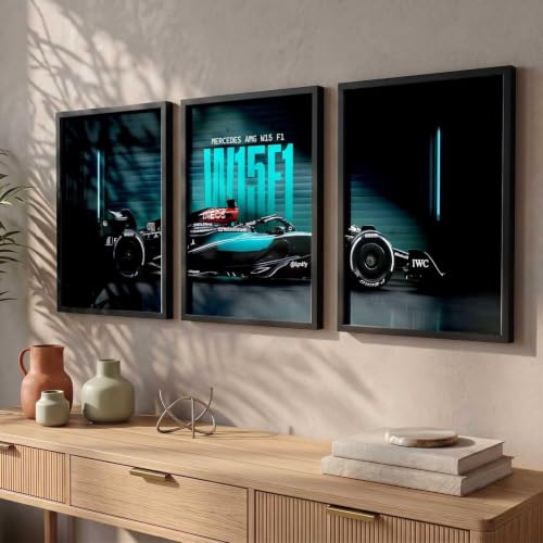 Image of HOMESY Sports Car Framed Posters Gift Items for Boys Room | Wall Decoration for Bedroom Living Room Office Gaming Room Decor | Sports Car Poster with Frame for Wall Decor Set Of 3 Size (13x17 inch, BLACK)