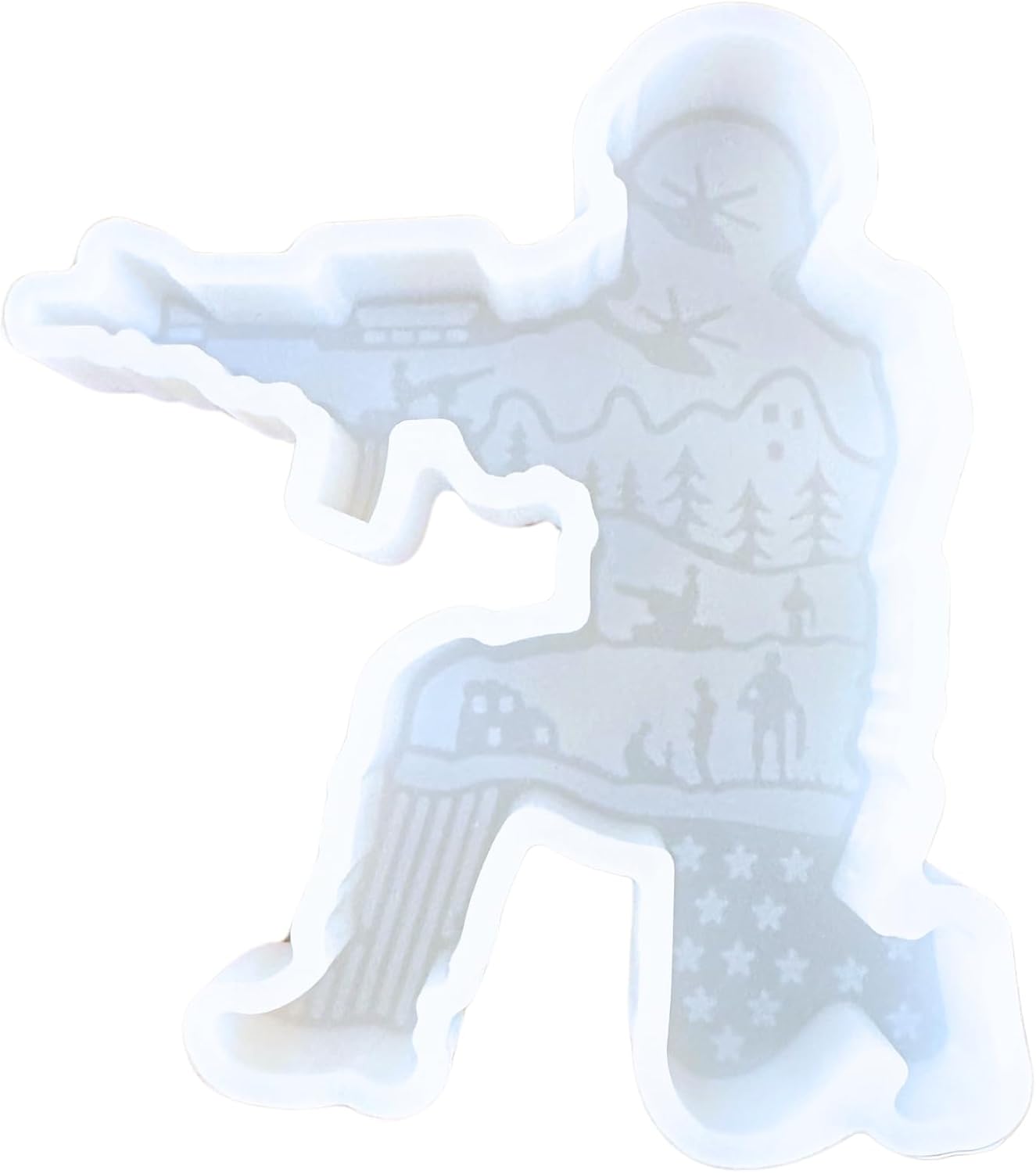 Soldier Man Military Freshie Silicone Mold 4 x 4.5 x 0.8” USA Patriotic Battle War American Flag Scented Aroma Beads Supplies Resin, Car Candles, Soap Oven Safe Bake Heat Resistant to 400 F