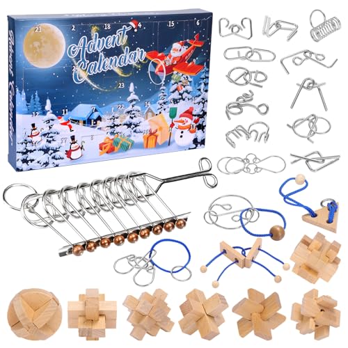 知恵おもちゃ パズル クリスマス アドベントカレンダー 2025 おもちゃ 知恵の輪 カウントダウン グッズ 24日間 知育玩具 男の子 女の子 脳トレ 手遊び 謎解き ストレス解消 子供の日 お誕生日 置物 クリスマスプレゼント ギフトのサムネイル