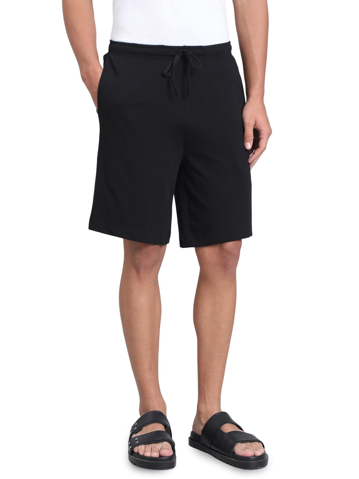 Pure Cotton Lounge Shorts for Men | Elasticized Waistband with Drawstring, Ease Flex, Comfort Fit, Casual Wear-image-11