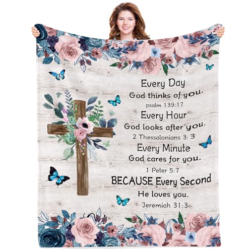 PIUFAM Christian Blanket Gifts for Women, Spiritual Gifts for Women, Prayer Blanket, Bible Gifts for Woman, Baptism Gifts, Catholic Present on Birthday Gifts for Christmas Thanksgiving 50X60in
