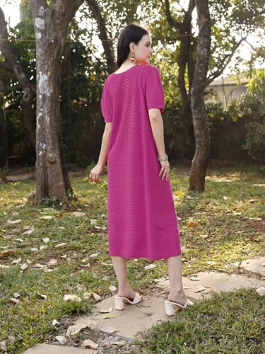 Image of PURVAJA Women's A-Line Below Knee Length Dress (Yuvi-011-013)