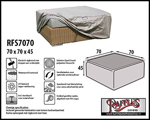 Raffles Covers RFS7070 Hocker cover 70 x 70 H: 45 cm Protection cover for ottoman, Garden footstool cover, Outdoor cover for a hocker
