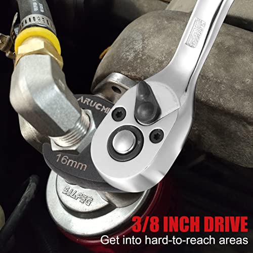 Arucmin 3/8" Drive Crowfoot Flare Nut Wrench Set,18-Piece Chrome Vanadium Steel Crowfoot Wrench Set Sae & Metric 3/8"-7/8" And 10-22Mm With Organizer Box #TOP4