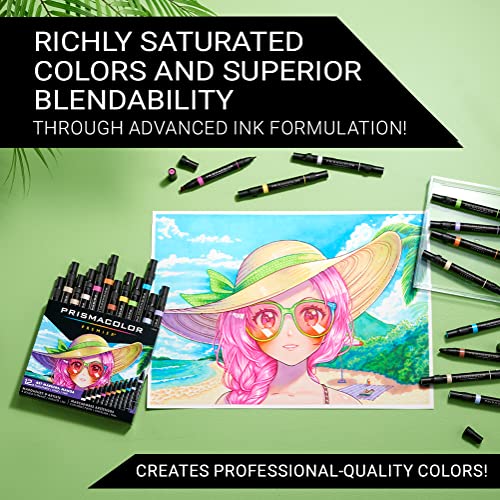 Prismacolor Premier Double-Ended Art Markers, Fine and Chisel Tip, Manga Colors, 12 Pack