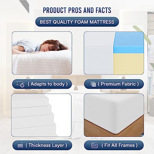 image for FDW 12 inch Gel Memory Foam Mattress Medium Firm Mattresses for Cool S