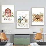 TROYSINC 3er Bauernhof-Tiere Aquarell Poster Set, 