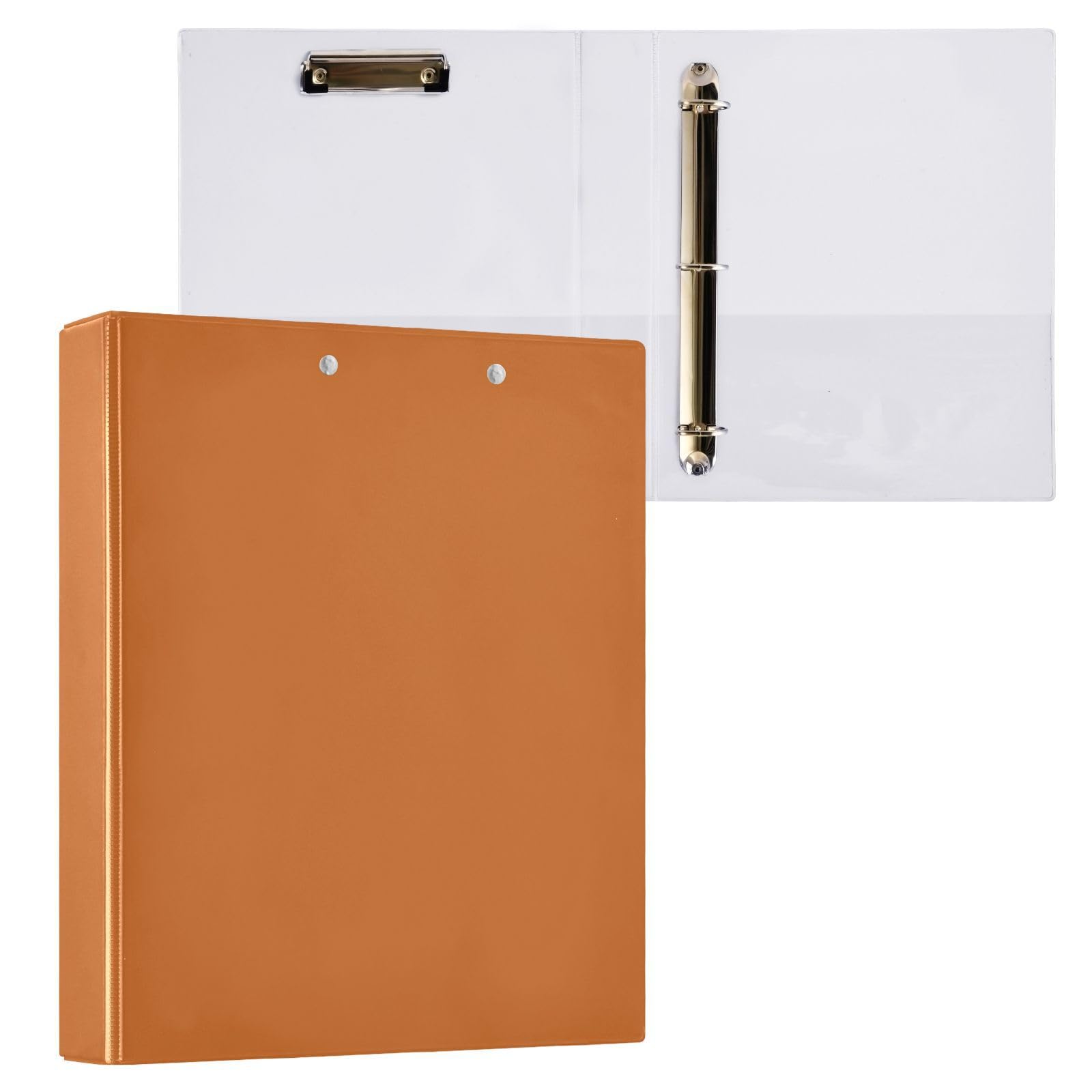 Kcldeci Raccoglitore a 3 anelli con copertina rigida, color cioccolato, anelli rotondi da 3,8 cm, con tasche interne, per scuola, ufficio, ricette, raccoglitori, confezione da 2