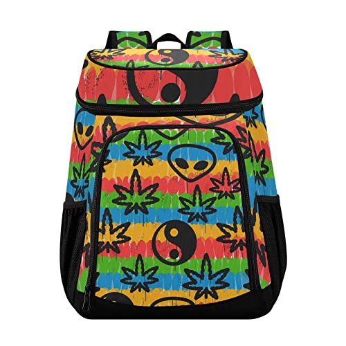 Kigai Tie Dye Alien Cooler Backpack Leakproof Insulated Waterproof Soft Beach Lunch Bag For Men Women To Work Lunch Picnics Camping Hiking #TOP5