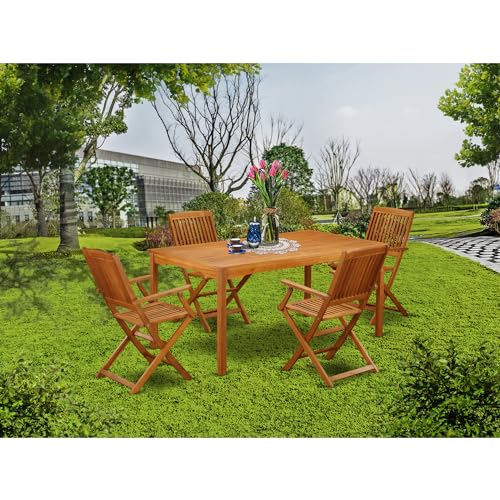 French Country Outdoor Dining Table Ideas for Charming Garden Gatherings 9 HomeStock Acacia Wood Dining Set - 5 Piece Outdoor Patio Table & Chairs - French Country Style