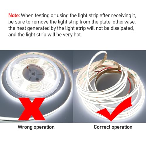 Image of GOMING 24V 15mm Width COB LED Strip Cool White 6000K 960LED /M 16.4ft(5M) 120W High Brightness 13750lm CRI 93+ Big Luminous Surface IP20 Not Waterproof LED Tape Lights for DIY Decor(No Power Supply)