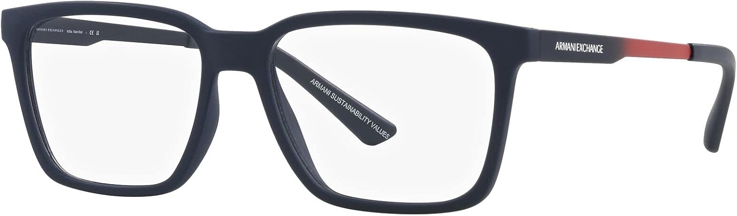 Armani Exchange Men's Ax3103 Rectangular Prescription Eyewear Frames Matte Blue/Demo Lens 55 Millimeters image 2 of 7 B0BXM45SXX