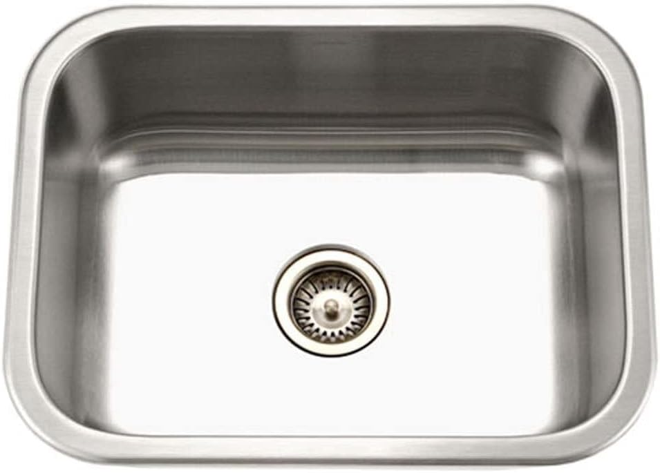 Houzer MS-2309-1 Medallion 23 Inch Classic Series Undermount Stainless Steel Single Bowl Kitchen Sink, Cabinet Compatibility, Strainer Included