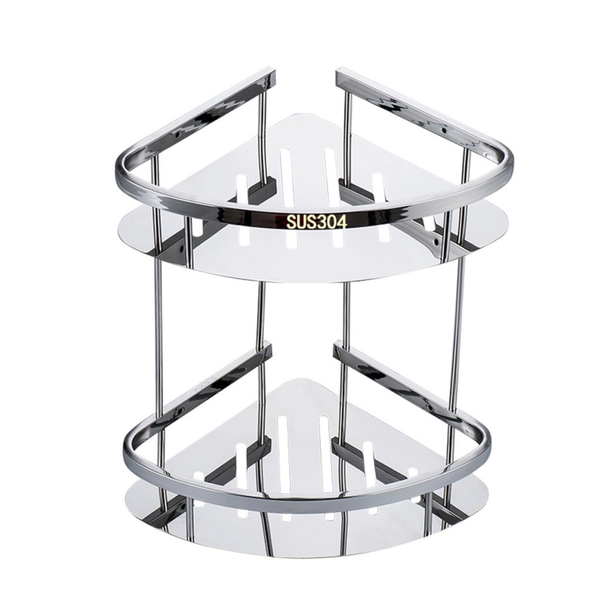 Étagère d'angle double niveau sans perçage en acier inoxydable antirouille