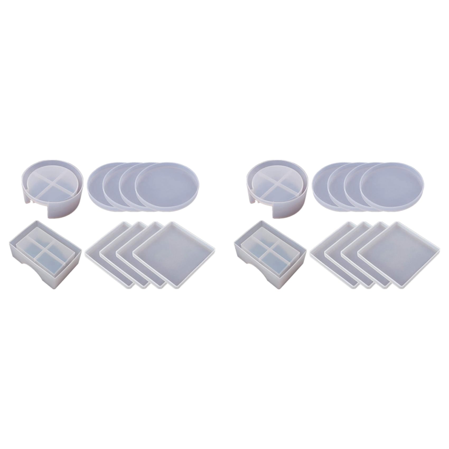 Hndhbfgrt 2set Silicone Coaster Molds for Resin Casting,Epoxy Resin Coaster Molds Kit 16 Pcs Coasters and 4 Pcs Holders Molds