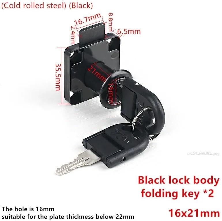 Drawer Latch Locks Furniture Door Lock Hardware Desk Lock Wardrobe Cabinet Door Locks Bedside Bookcase Solid Lock 1Pcs(Black 16x21 Folding)