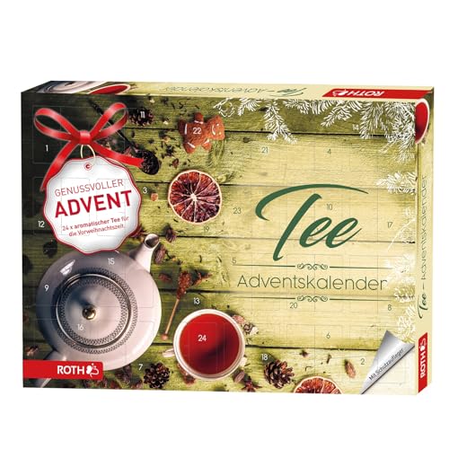 ROTH Tee Adventskalender gefüllt mit hochwertigen Teemischungen, Kalender mit Tee für die Vorweihnachtszeit