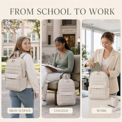 Image of BTOOP School Backpack for Teens Large Cute Bookbag Lightweight 15.6 inch Laptop Bag for Girls Women Casual High School College
