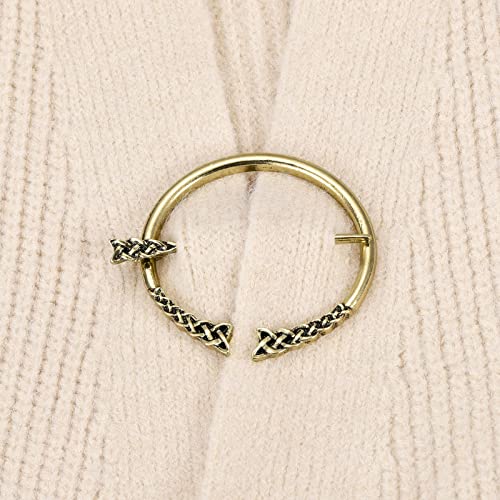 Image of uxcell Vintage Brooch Cloak Pin, Penannular Brooch Cloak Clasp Scarf Pin Shawl Pin Cardigan Brooch Buckle for Women Men Costume Accessory