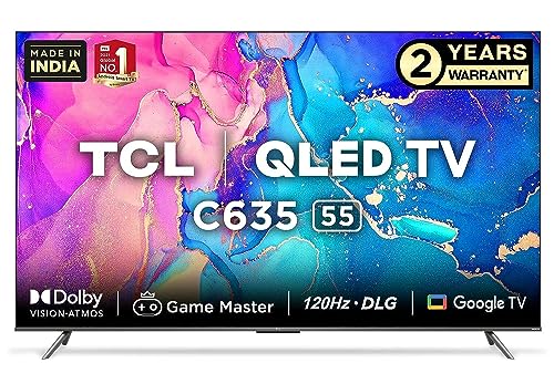 TCL 138.7 cm (55 inches) 4K Ultra HD Smart QLED Google TV 55C635 (Black)