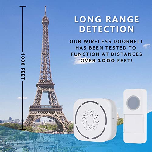 TONONE Carrilhão de campainha à prova d'água, operando a 300 metros, 16 campainhas, 5 níveis de vol