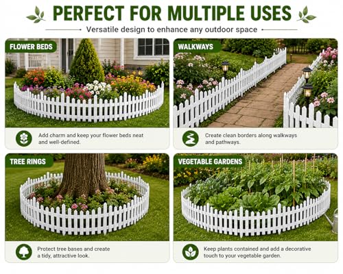 Image of TAZLYN Fence for Garden Edging Border Fencing for Garden Fence Outdoor Plastic Resistant PVC Garden Fence Decorative - Flower Bed Fencing for Pathway, Yard, Lawn Lawn Pathway & Flower Beds (Pack 2)