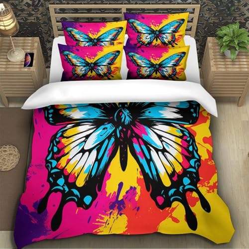 Housse de couette papillon 3D légère et lavable pour lit simple - 5