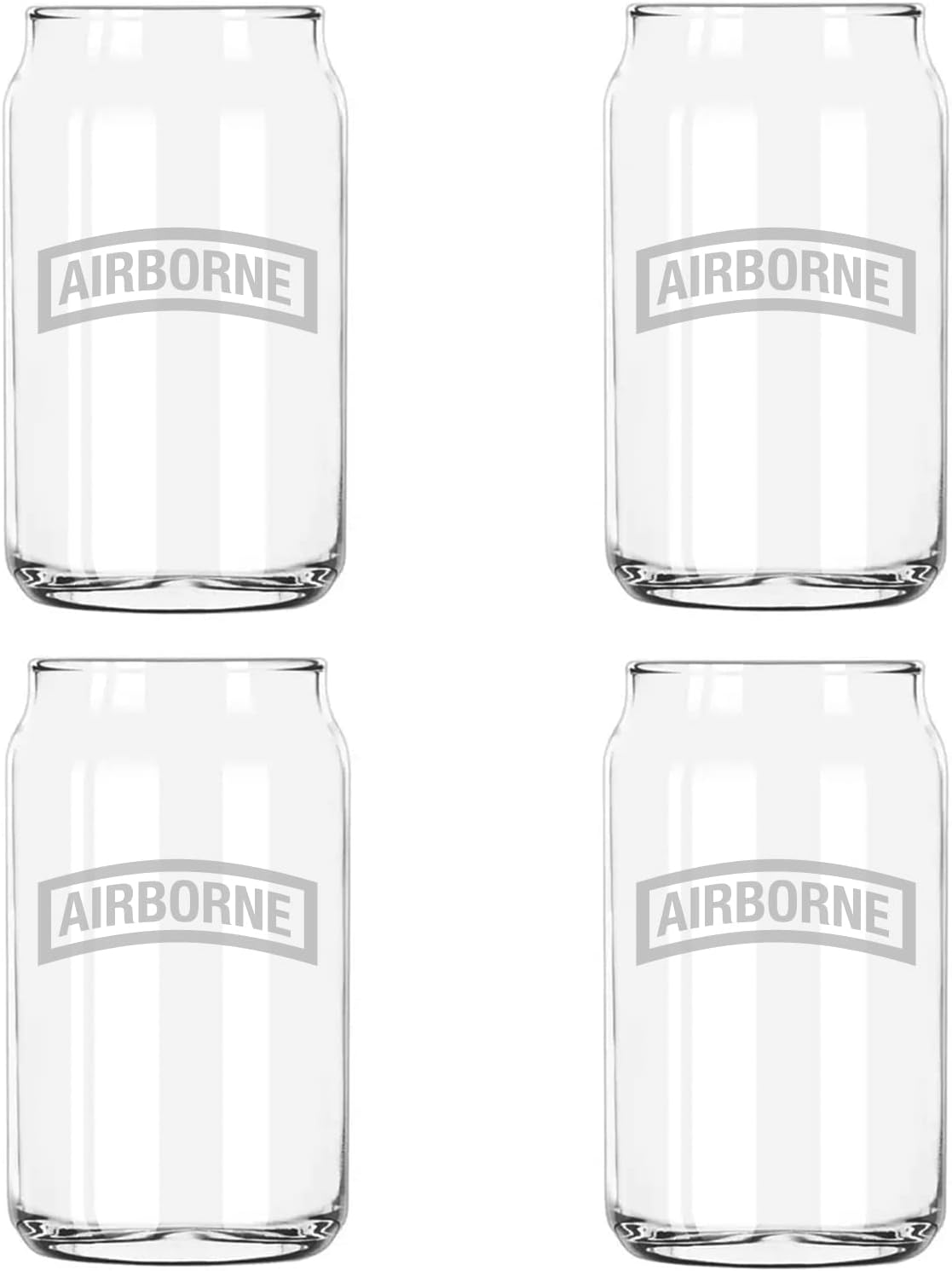 Milk Mug Designs Airborne Tab Division Etched 5 Ounce Beer Can Taster Glass Pack of 4