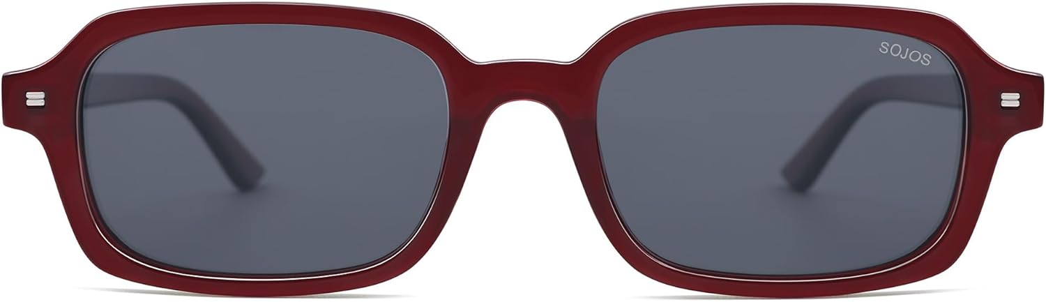 SOJOS Trendy Rectangle Polarized Sunglasses Womens Mens, Small Retro Fashion Thin Slim Square Sunnies SJ2610 - Image 2
