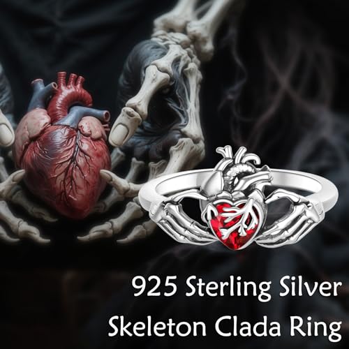 Bague Claddagh en argent sterling massif au style gothique - 4