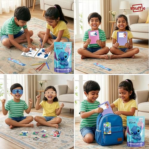 Image of Shuffle Stitch Surprise Gift Bag for Kids | 6-in-1 Disney Stitch Activity & Stationery Set with Mega Surprise | Birthday Return Gift