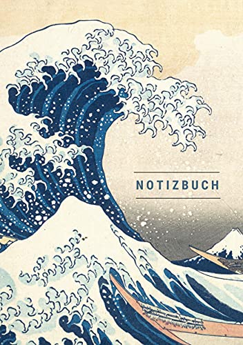 Notizbuch klein A5 liniert - Notizheft 44 Seiten 90g/m² - Softcover Hokusai 'Die große Welle vor Kanagawa' - FSC Papier: Notebook A5 liniert weißes Papier