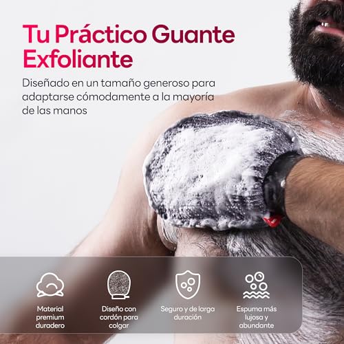 Caveem Guante exfoliante, exfoliante corporal para exfoliación profunda, guante exfoliante coreano, exfoliante corporal turco para eliminar la piel muerta (Paquete de 2) - imagen 6