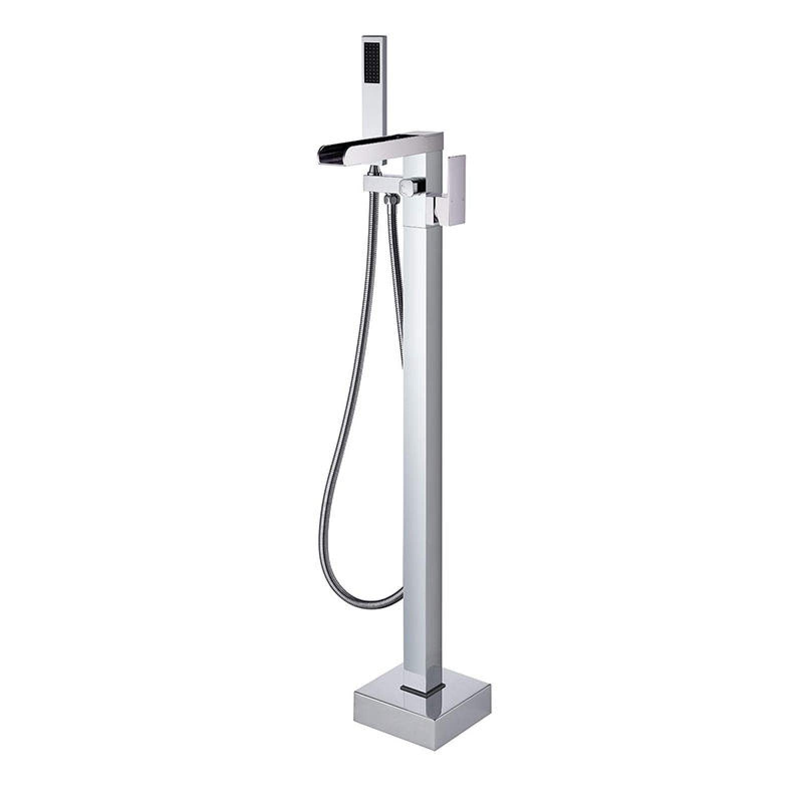 HADECOLL Bath Waterfall Faucet,Waterfall Bath Taps With Shower,Bath Tub Waterfall Tap Mixer With Shower,Freestanding Bathtub Faucet,Bath Mixer Taps With Shower Brass, Black,Chrome