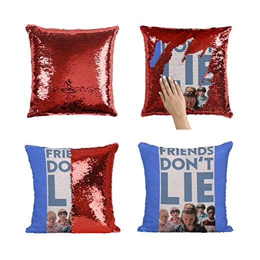 Stranger TV Things Series citat vänner Don't Lie_MA0665 kuddöverdrag paljetter sjöjungfru flip vändbart örngott meme emoji skådespelare flickor pojkar soffa kontor soffa (endast fodral)