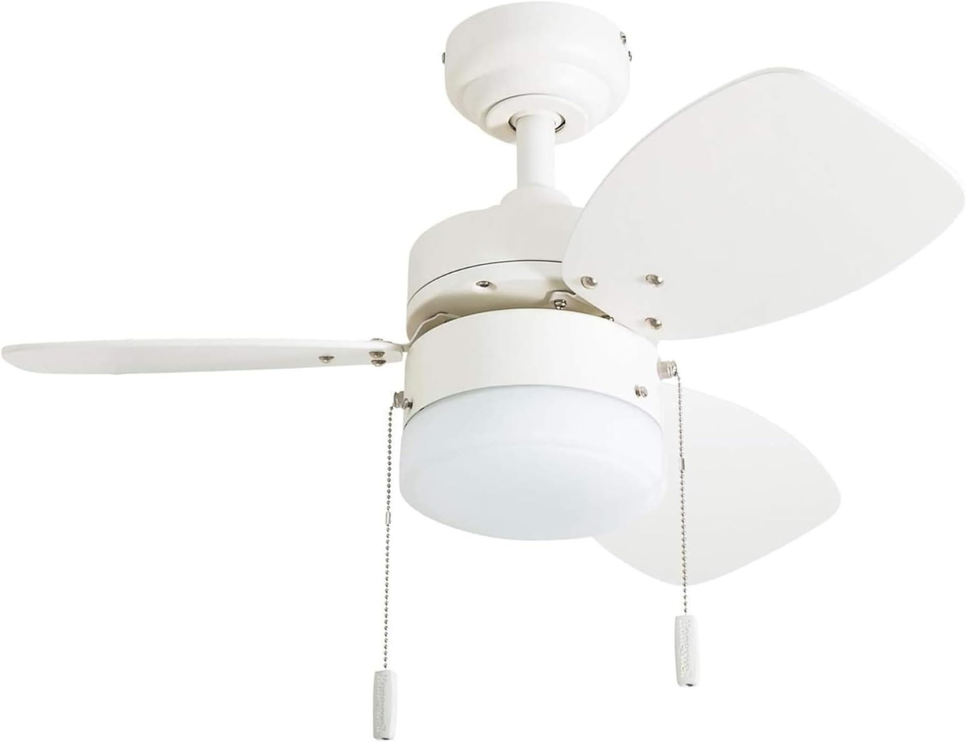 Ceiling Fans Ocean Breeze Modern 30 Inch Ceiling Fan with Light, Pull Chain LED Indoor Fan with 3 Blades, White and Brown Maple Blade Finish Options, White (50600-01)
