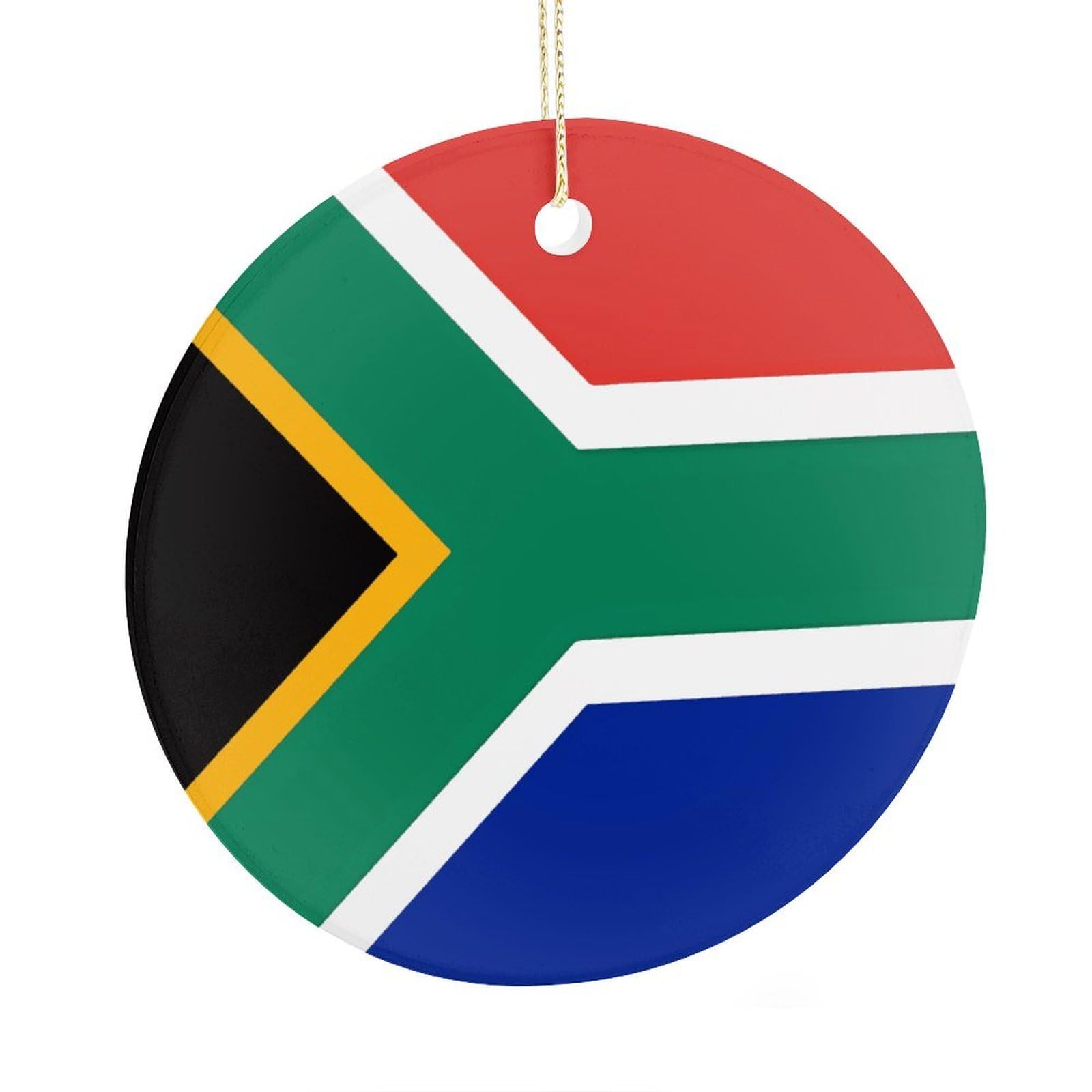 Adfgyerh Style South Africa Flag Ceramic Circular Pendant,2.9 Inch，Hanging Ornament，Gift Exchange Idea Round Ceramic Ornament,For Mom And Daughter，For Home Indoor Outdoor Decor.