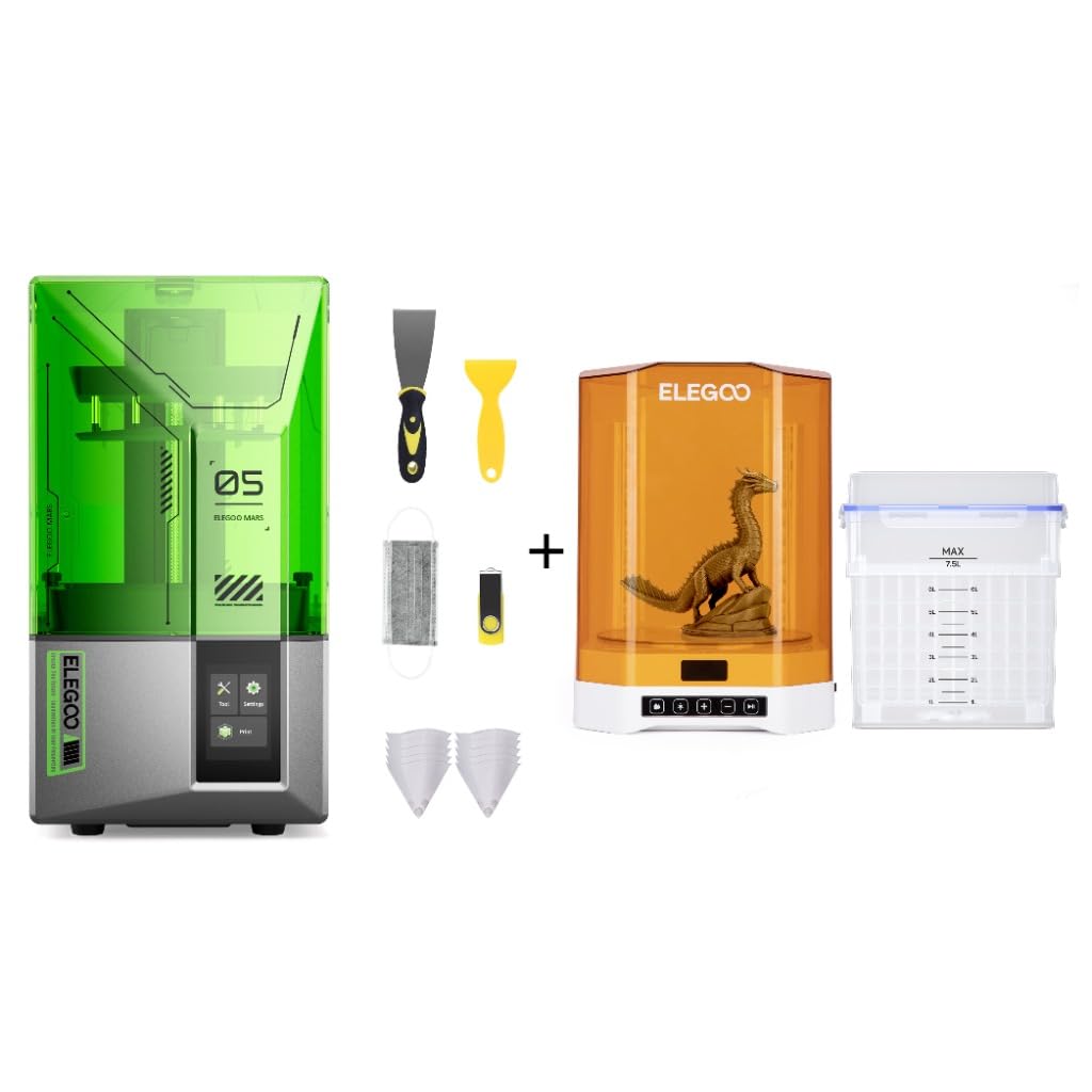 ELEGOO Mars 5 Imprimante 3D et Mercury Plus V3 Wash & Cure Station