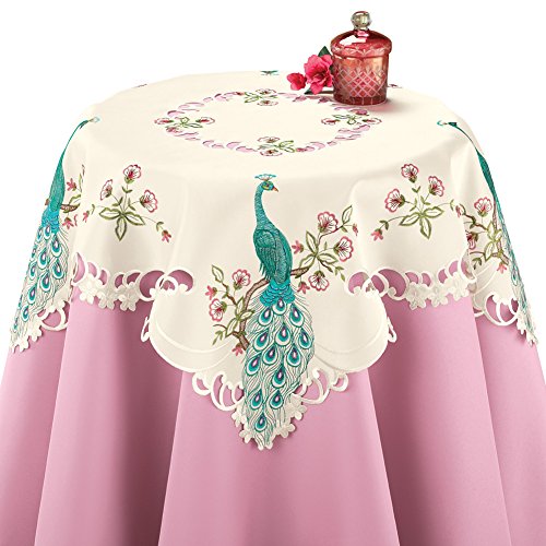 Collections Etc Embroidered Peacock Table Linens, Square