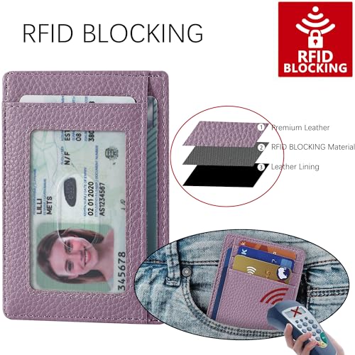 Image of Travelambo Slim Wallet Front Pocket Minimalist Leather RFID Blocking Medium Size