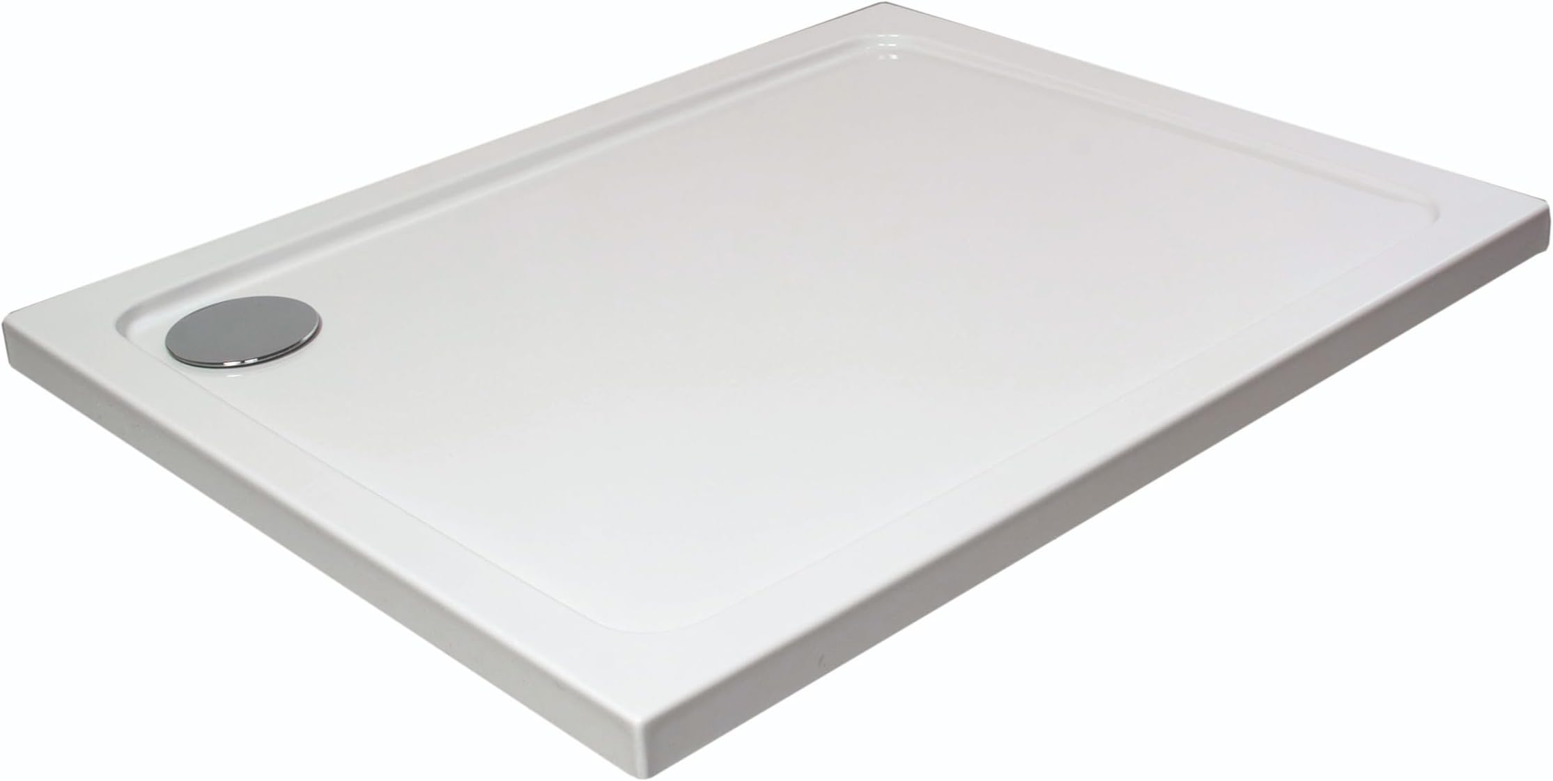 Balterley 1600 x 900 mm Rectangular Shower Tray, Slimline Shower Trays, Durable Stone Resin Base Trays for Bathroom Enclosure Cubicle, Corner Waste Rectangular Tray for Wetroom Showers (White)