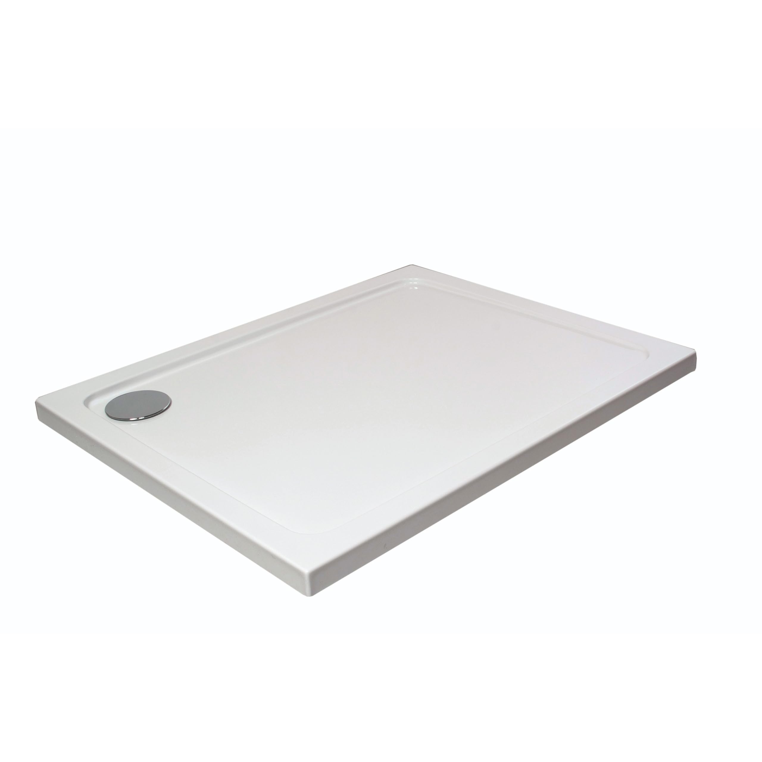 Balterley 1700 x 800 mm Rectangular Shower Tray, Slimline Shower Trays, Durable Stone Resin Base Trays for Bathroom Enclosure Cubicle, Corner Waste Rectangular Tray for Wetroom Showers (White)