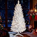 Liguanow 4ft Artificial Full White Christmas Tree with Separate Lights, Not Pre-lit Mini...