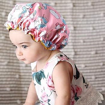 3 Pieces Kids Unicorn Satin Bonnet 