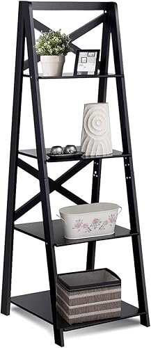 Miniatura 17 de Estante de escalera de 4 capas, estantería de madera de pie independiente, estante de exhibición de plantas de flores, estantería de almacenamiento