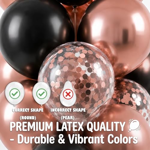 Image of Hiins Balloon Column Kit Set of 2 With Balloons Included - with Base,Pole,Balloon Tower Backdrop Decoration for Wedding, Baby Shower,Birthday Party,Bachelorette Parties (3xRose Night Black)
