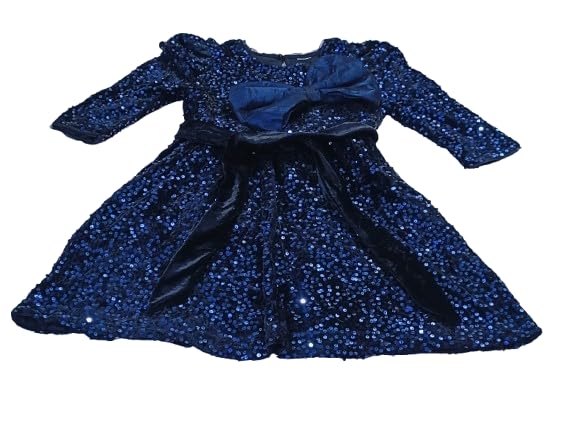 Girls Navy Blue Sequin Fit & Flare Party Dress | Sparkle Birthday Dress for Girls | Elegant Wedding-image-1