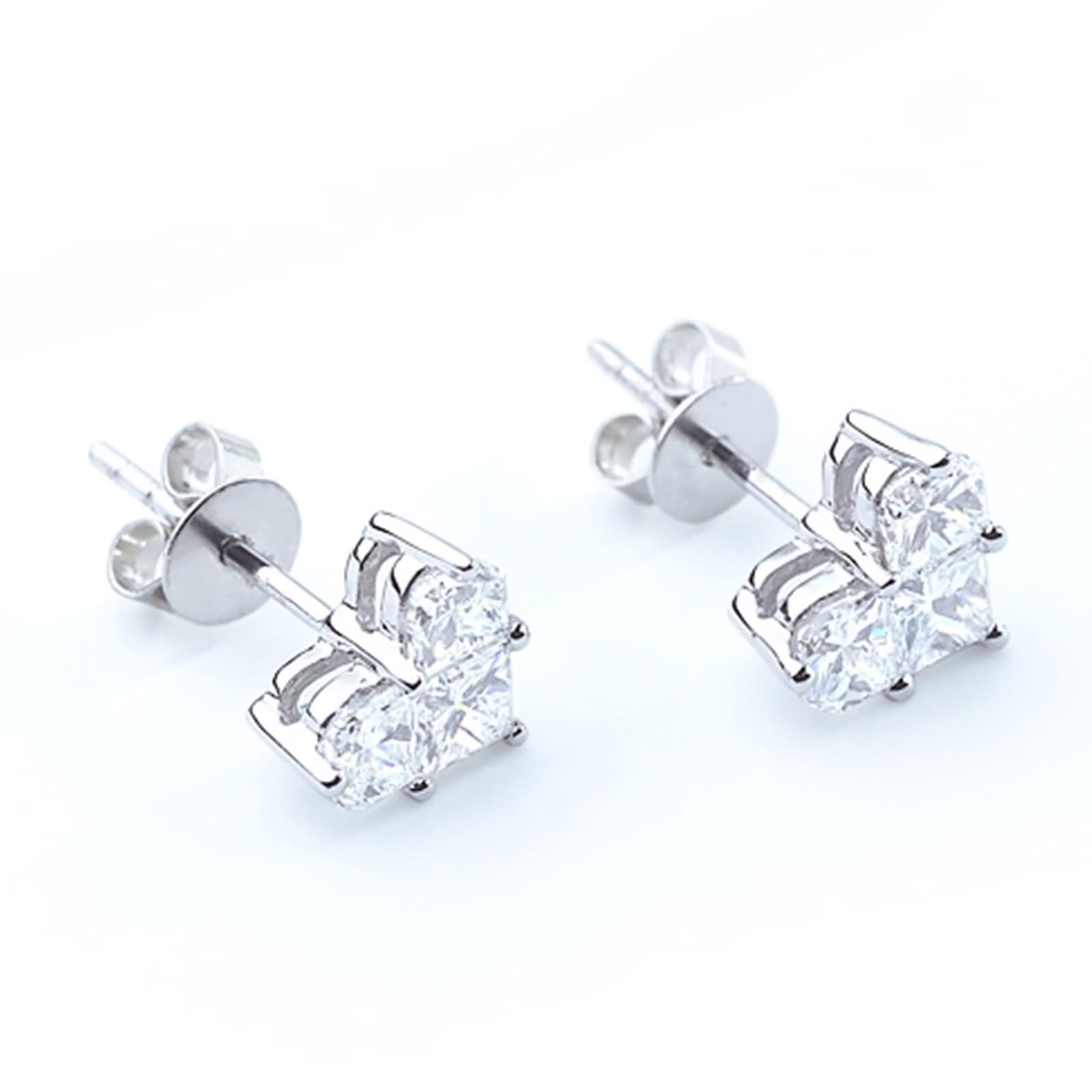 Earrings damskie kolczyki w stylu vintage, serce ze szlifem księżniczki, wykonane diamenty, białe złoto