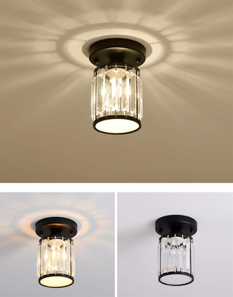 Nowoczesna lampa sufitowa czarna okrągła wpuszczana współczesna 1 przezroczysta kryształowa żarówka półwpuszczana lampa LED do przedpokoju balkonu sypialni jadalni