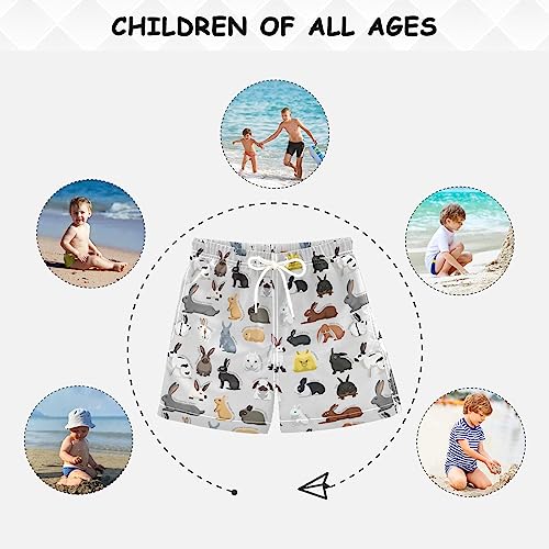 Boys Swim Trunks Rabbit Bunny Toddler Swim Shorts Teens Kids Bathing Suit Swimsuit Swimwear, XS4